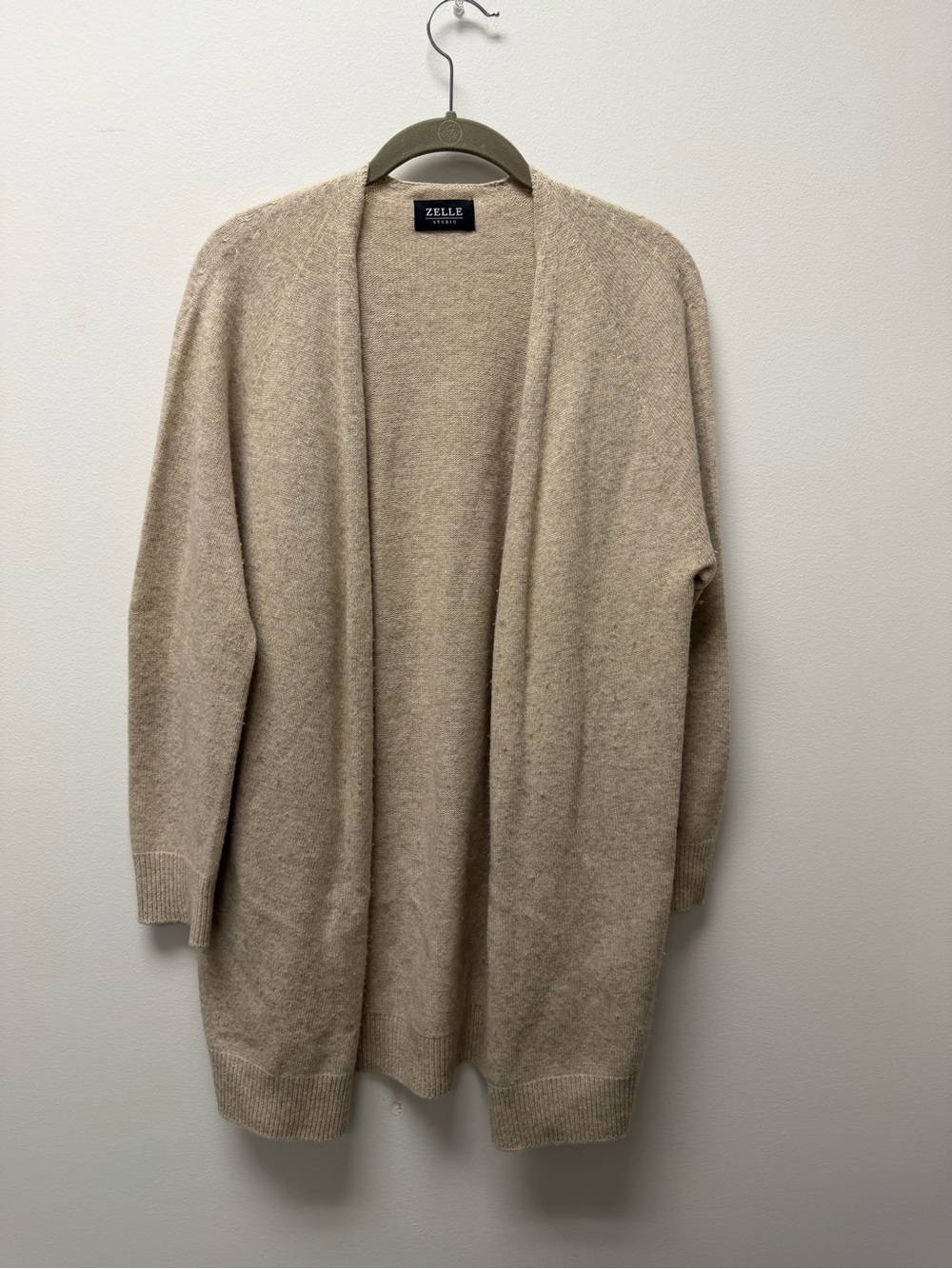 Pelle Studio Open-Front Long Cardigan - Beige